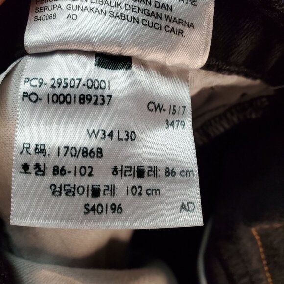 Levis Jeans Mens 34x30 502 Black Tapered Fit Stretch Cotton Denim - Picture 4 of 11